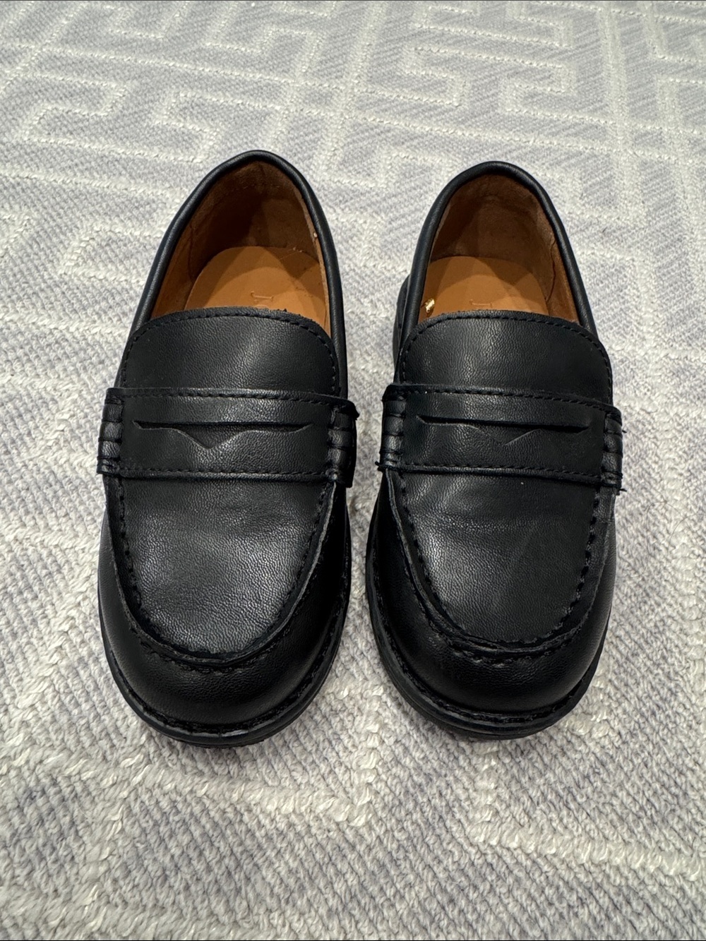 Boys Classic Black Leather Penny Loafers